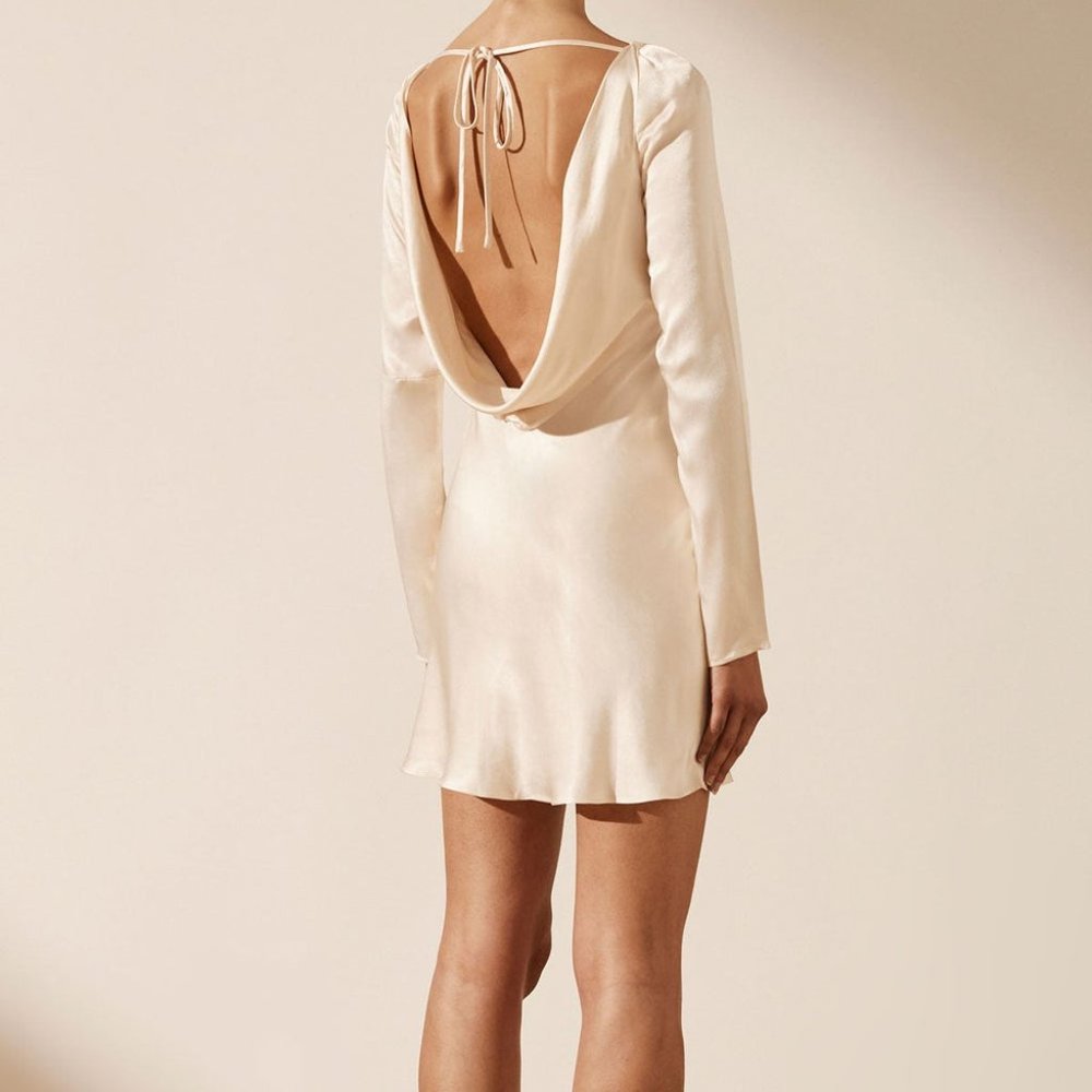 NWT Shona Joy La Lune Long Sleeve Backless Mini Dress